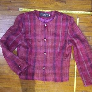Harris Wallace Vintage Pink Plaid Mohair Jacket
